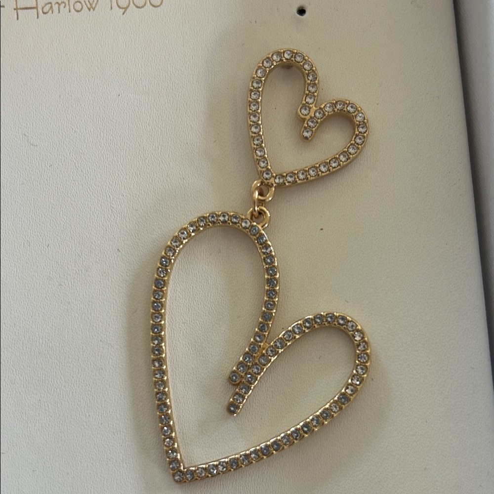 House of Harlow 1960 Gold Heart Drop Earrings - Picture 3 of 4